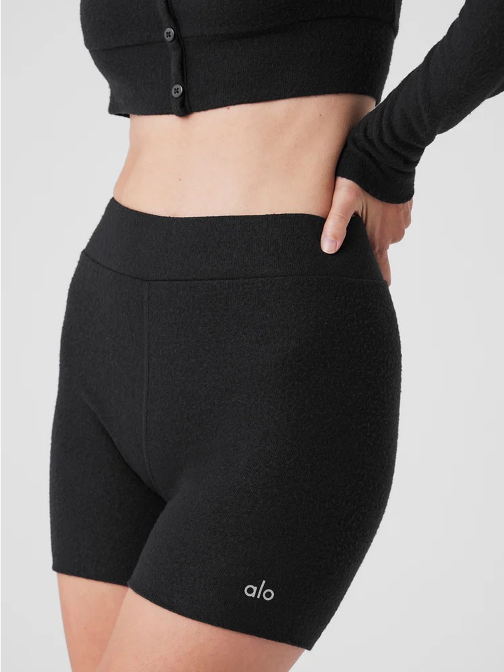ALO Alolux Me Time Yoga Black High-Rise Bike Shorts Size S